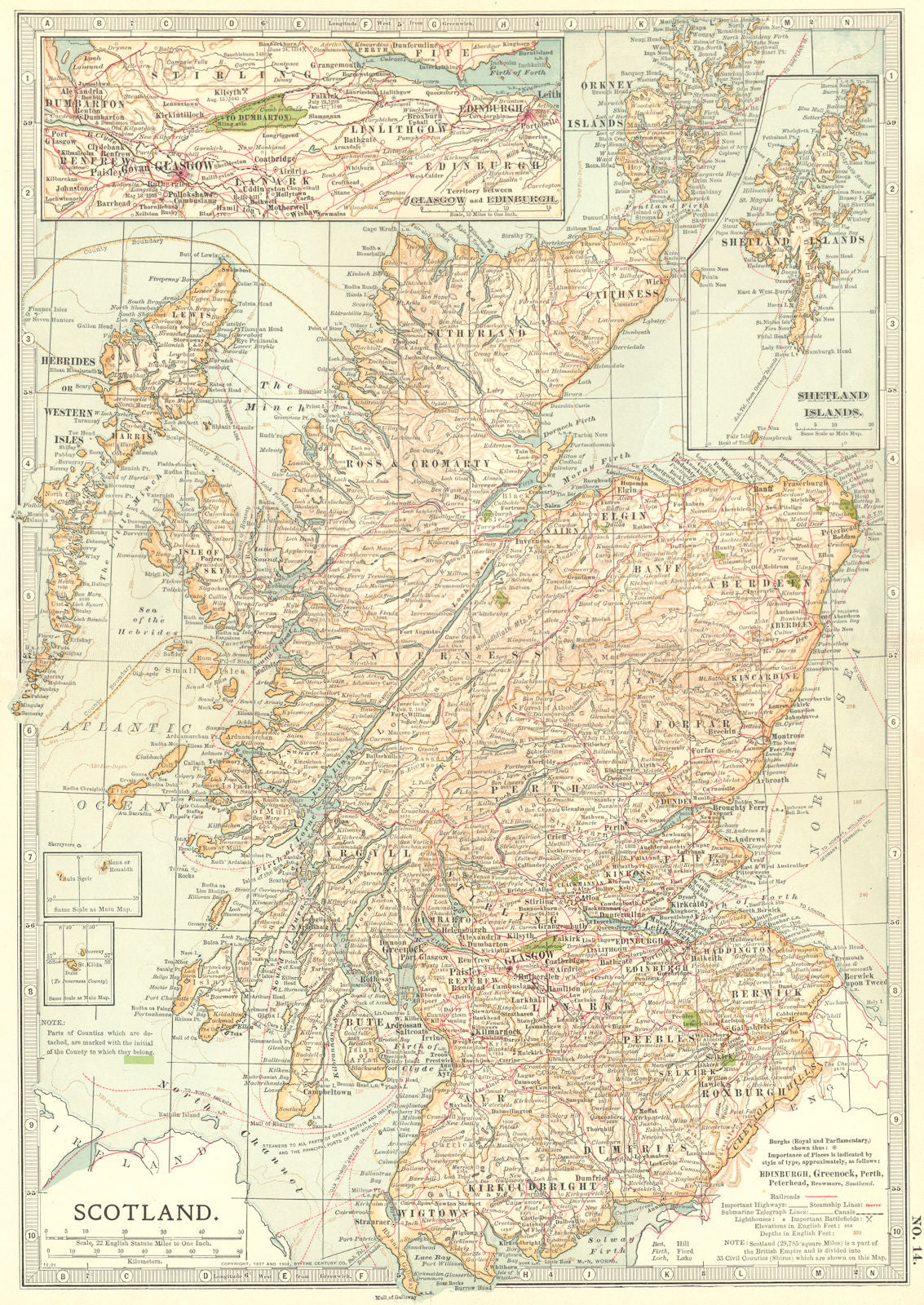 SCOTLAND.  1903 old antique vintage map plan chart